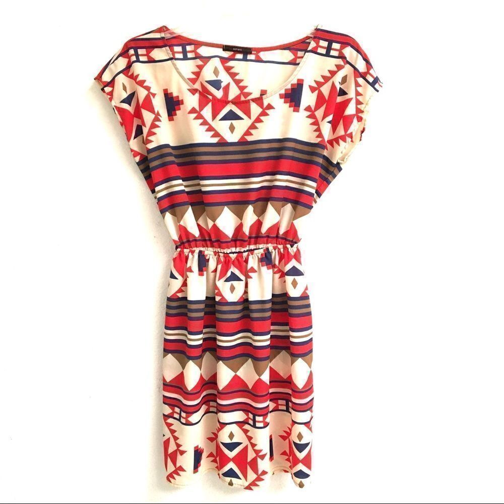 Soprano Aztec BoHo print mini dress M